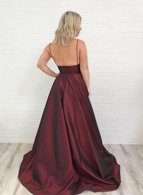Simple V-neck Long A-line Prom Dresses, Cheap Prom Dresses, PD0757