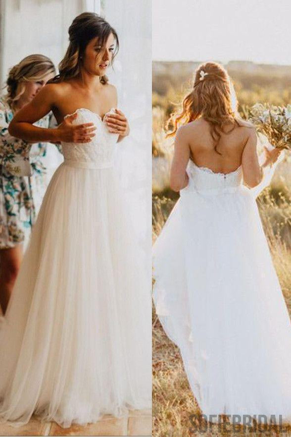 Unique Sweetheart Simple A-line Cheap Wedding Dresses, WD310