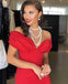 Sexy Off-shoulder Red Mermaid Side Slit Long Prom Dresses,SFPD0144