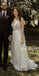 Spaghetti Straps V-neck A-line Sleeveless Long Wedding Dresses,SFWD0050