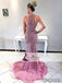Sexy V-neck Rhinestone Beaded Prom Dresses, Long Mermaid Prom Dresses, Prom Dresses, PD0398