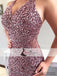 Sexy V-neck Rhinestone Beaded Prom Dresses, Long Mermaid Prom Dresses, Prom Dresses, PD0398