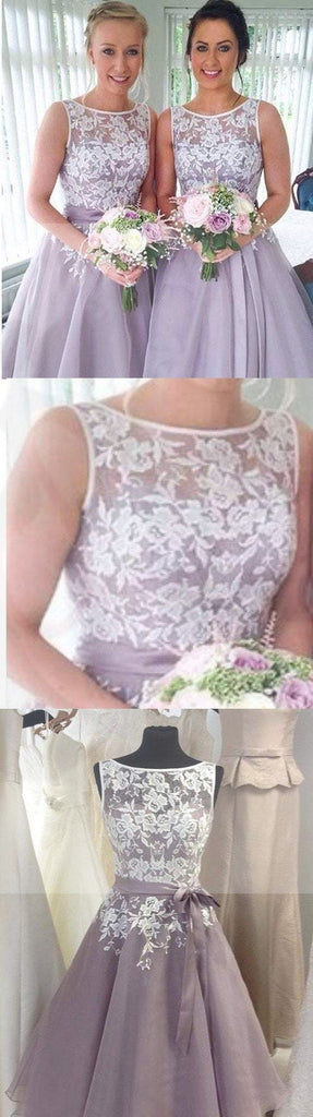 Most Popular Junior Pretty Organza Bateau Off Shoulder Lace Short Bridesmaid Dresses, SF0006