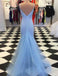Spaghetti Long Sheath Sequin Tulle Prom Dresses, PD0952