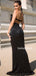 Sexy Straight Mermaid Blac kOpen Back Long Prom Dresses,SFPD0153