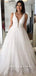 Shinny A-Line Deep V-Neck Sleeveless Tulle Long Prom Dresses With Beading,SFPD0035
