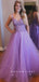 A-Line Sweetheart Straps Tulle Long Prom Dresses With Lace,SFPD0038