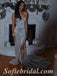 Sexy Silver Sequin Sweetheart Sleeveless Side Slit Mermaid Long Prom Dresses,SFPD0513