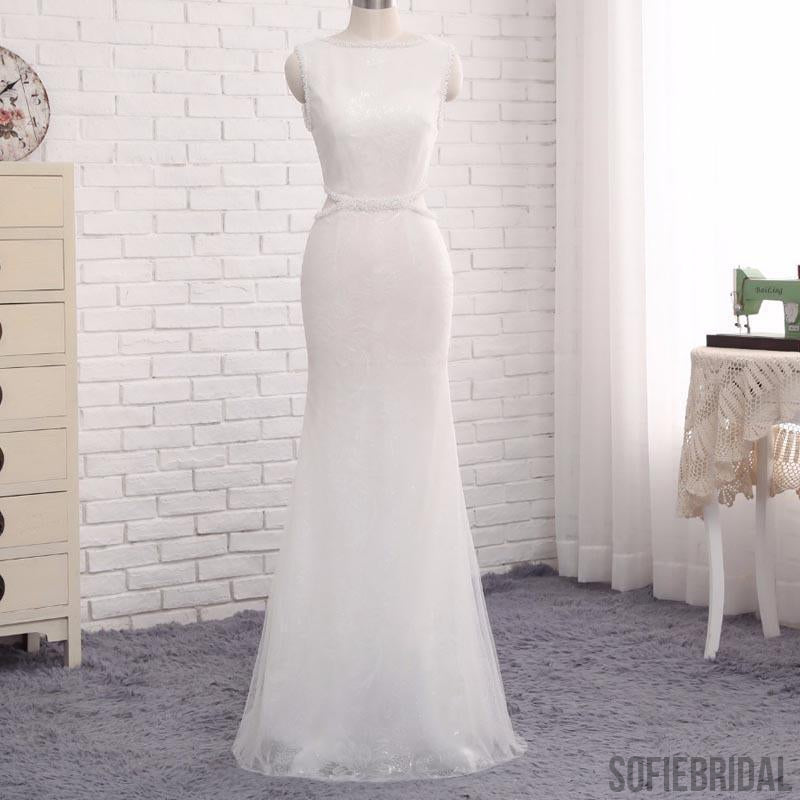 Sleeveless Chic Design Sheath Wedding Dresses, Elegant Long Wedding Dresses, WD0243
