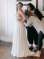 Spaghetti Straps V-neck A-line Sleeveless Long Wedding Dresses,SFWD0050