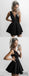 A-line Deep V-neck Simple Cheap Black Homecoming Dresses, HD0122