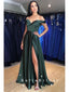 A-Line Off The Shoulder Split Side Cheap Long Prom Dresses Online,SFPD0040