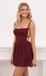 Rust Chiffon Sweetheart Spaghetti Straps A Line Short Mini Homecoming Dresses,HD0214