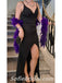 Sexy Satin Spaghetti Straps V-Neck Open Back Mermaid Long Prom Dresses,SFPD0276