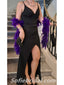 Sexy Satin Spaghetti Straps V-Neck Open Back Mermaid Long Prom Dresses,SFPD0276
