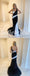 Sexy Black And White Sequin One Shoulder Sleeveless Mermaid Long Prom Dresses,SFPD0698