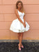 White Satin Princess/A-Line Spaghetti Straps Lace up Homecoming Dresses,HD0206