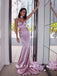 Mermaid V-Neck Spaghetti Straps Cheap Long Prom Dresses Online,SFPD0060