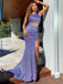 Two Piece One Shoulder Mermaid Simple Long Prom Dresses,SFPD0095
