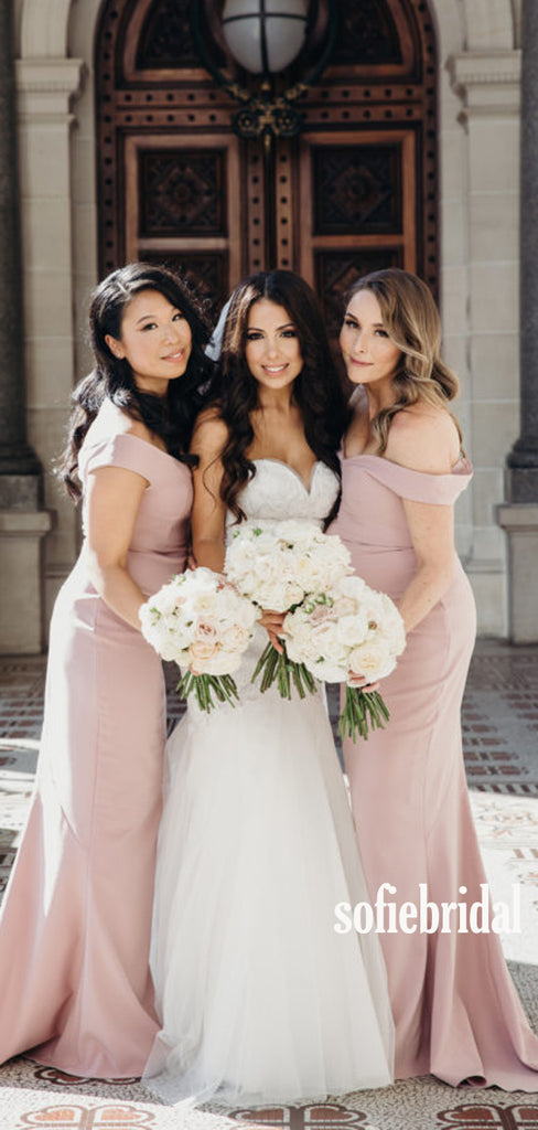 Simple Off Shoulder Mermaid Cheap Bridesmaid Dresses,SFWG0039