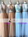 V-neck Shiny Beaded Top Prom Dresses, Tulle Prom Dresses, Popular Prom Dresses, PD0430