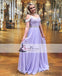 Lilac Off Shoulder Chiffon Off Shoulder Lace Beaded Prom Dress, A-line Prom Dresses, PD0446