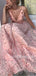 A-line Spaghetti Straps V-neck Long Tulle Embroidery Prom Dresses, PD1027