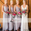 V-neck Slit A-lien Bridesmaid Dresses, Cheap Bridesmaid Dresses, Grey Bridesmaid Dresses, PD0488