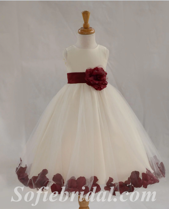 Lovely Tulle Spaghettti Straps A-Line Flower Girl Dresses With Bow-Knot, FGS0035