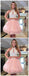 Cute Halter Two Piece Beaded Short Pink Homecoming Dresses 2018, CM488