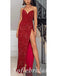 Sexy Sequin Sweetheart V-Neck Side Slit Mermaid Long Prom Dresses,PD0762