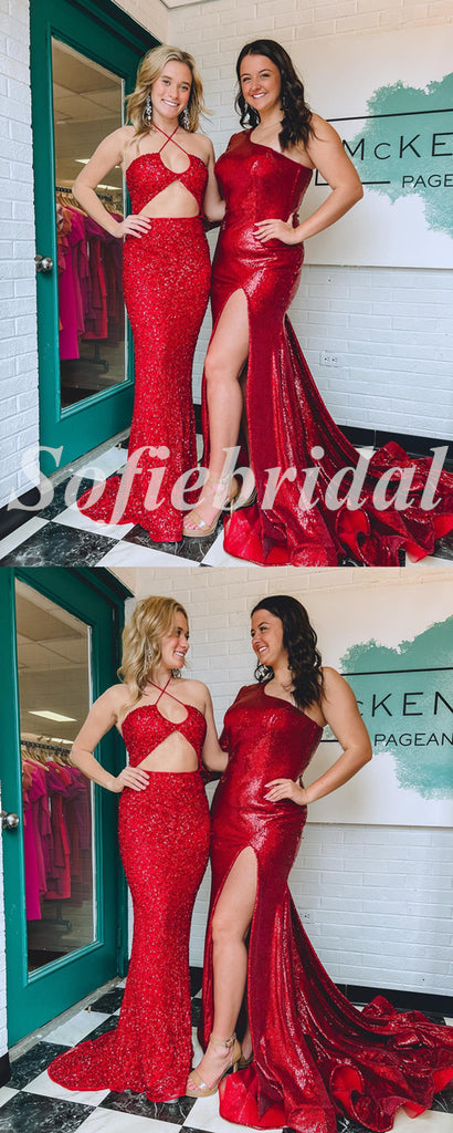 Sofiebridal Mismatched Sexy Shiny Sequin Sleeveless Mermaid Long Prom Dresses,SFPD0697