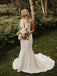 Simple V-neck Mermaid Sleeveless Long Wedding Dresses Online,SFWD0046