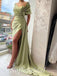 Sexy Satin Sleeveless Side Slit Mermaid Long Prom Dresses,SFPD0739