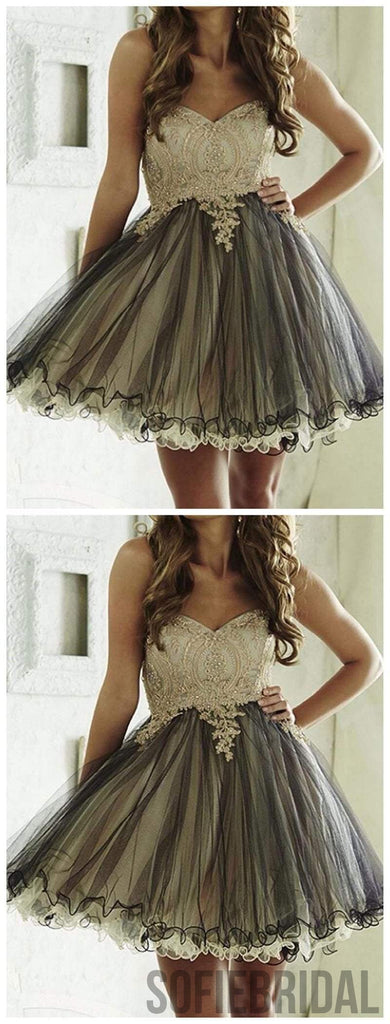 Cheap Cute Simple Lace Grey Homecoming Dresses 2018, CM489