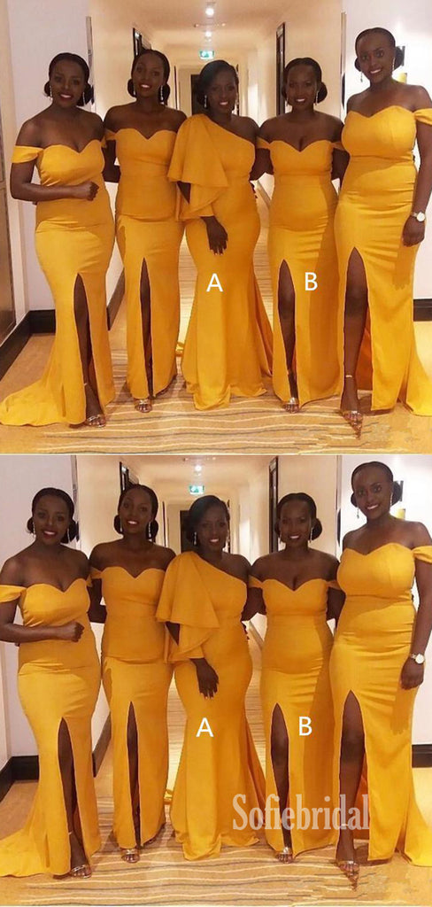 Sexy Mismatched Mermaid Side Slit Cheap Bridesmaid Dresses,SFWG00348