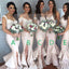 Mismatched Unique Design Different Styles Sexy Mermaid Side Split Women Charming Sequin Cheap Bridesmaid Dresses, WG88