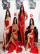 Mismatched Red Satin Floor Length Long Beautiful Bridesmaid Dresses With Side Slit, SFWG00413