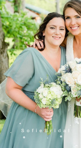 Newest A-Line Mismatched Yellow Chiffon Simple Bridesmaid Dresses,SFWG0009