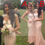 Junior Sexy Mermaid Mismatched Sweet Heart Cap Sleeve Blush Pink Unique Cheap Bridesmaid Dresses, WG92
