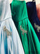 Strapless A-line Simple Stain Prom Dresses With Beading Pocket, PD0031