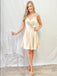 Stylish Soft Satin Spaghetti Straps Short Homecoming Dresses With Pockets,HD0200