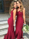 Mermaid V-neck Sleeveless Bridesmaid Dress With Train, BD1014