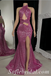 Sexy Sequin Halter Sleeveless OPen Back Side Slit Mermaid Long Prom Dresses,SFPD0416
