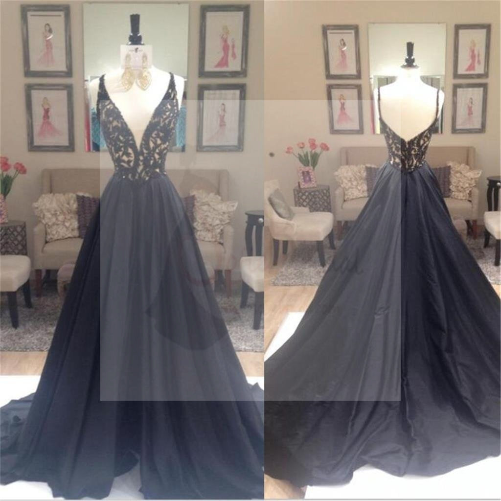Deep V-Neck A-line Elegant Party Cocktail Evening Prom Dresses Online,PD0001