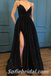 Sexy Sequin Spaghetti Straps V-Neck Side Slit Mermaid Long Prom Dresses,SFPD0251