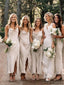 Sheath Spaghetti Straps Ankle-length Bridesmaid Dresses With Split, BD1069