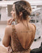 V-neck Rhinestone Long A-line Side Slit Prom Dresses, PD0980