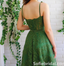 Elegant And Cute Green Lace Spaghetti Straps Square Neck A-Line Long Prom Dress,SFPD0205