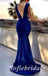 Sexy Soft Satin Spaghetti V-Neck Straps Sleeveless Mermaid Long Prom Dresses,PD0793